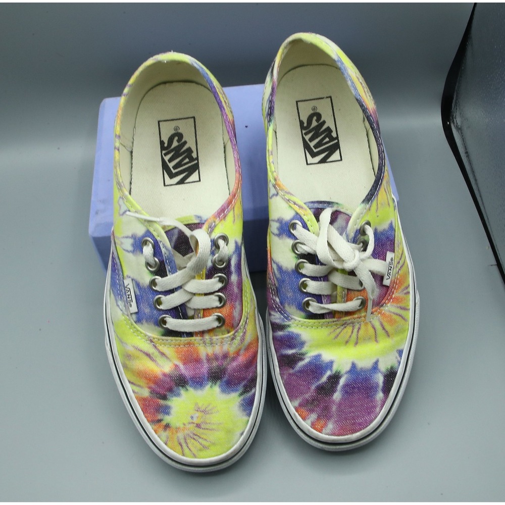 Vans Authentic Tie Dye Multi Color Low Top Slip-On Sneakers Mens 7.5 Womens 9.0